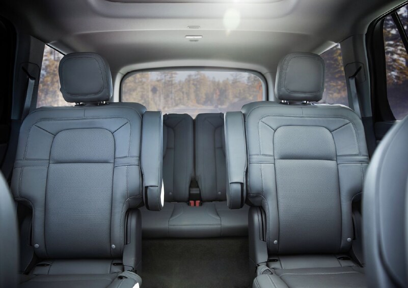 The second and third rows of a 2021 Lincoln Aviator Grand Touring are shown