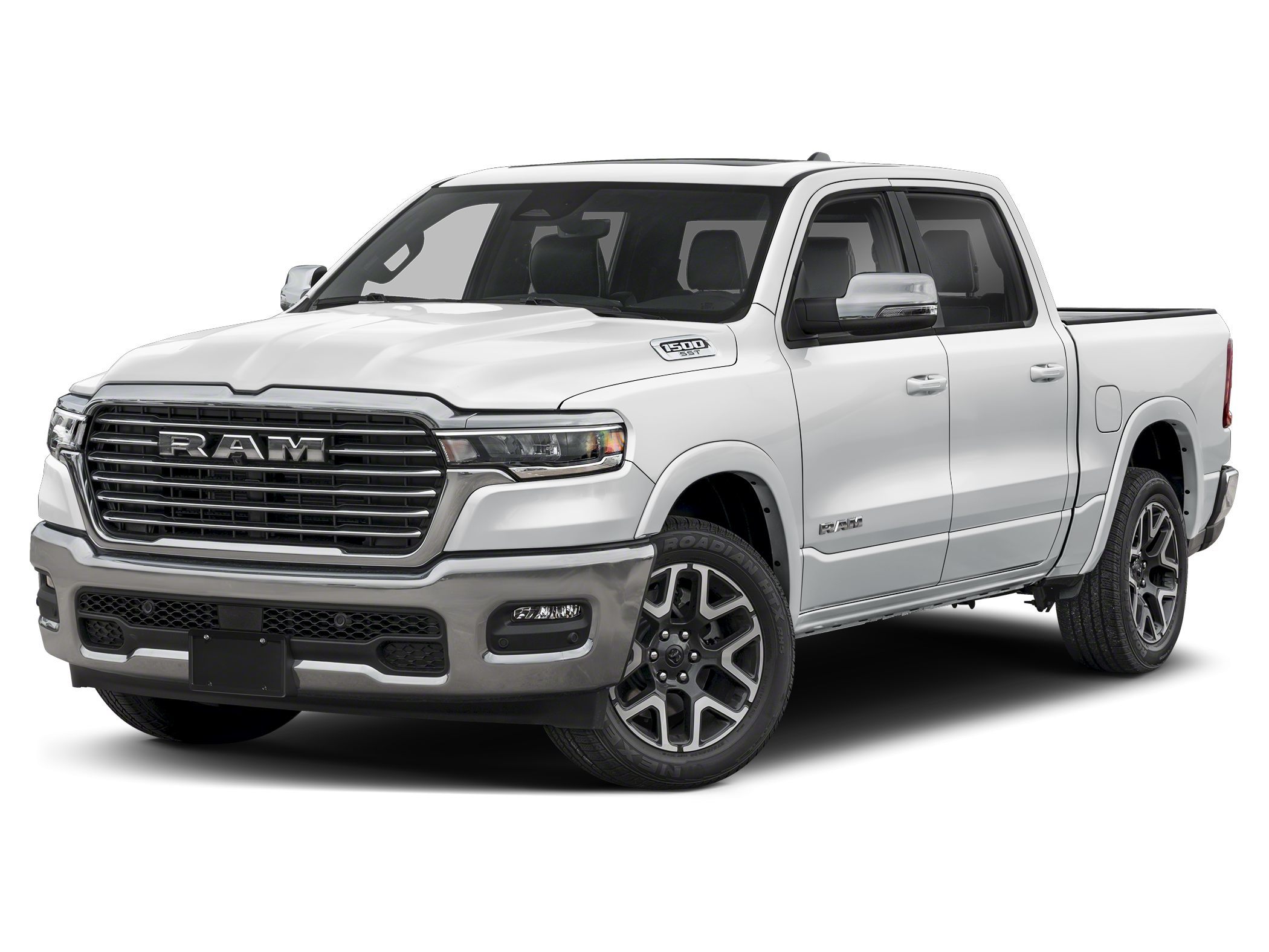 Bright White 2026 RAM 1500 Laramie Crew Cab 4WD Pickup Truck Four-Wheel Drive 8-Speed Automatic