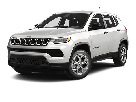 White Jeep Compass is front of a white background