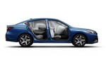 A cut-away view of a 2021 Subaru Legacy showing the airbag system.