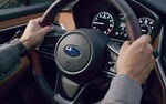 A photo illustration showing the heated steering wheel on the 2021 Subaru Legacy Touring XT.
