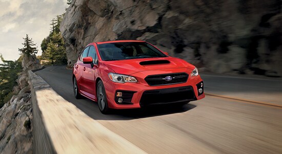 The Subaru WRX driving on a road