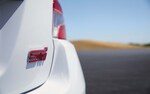 Close up view of Subaru WRX STI Series.White rear STI badge