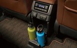A close-up of the rear cup and bottle holders standard on the Subaru Ascent.
