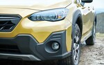 A closeup of the new front bumper and wheel design on the 2021 Subaru Crosstrek Sport.