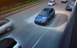 A photo illustration showing the sensors for the standard EyeSight Driver Assist Technology on the 2021 Subaru Crosstrek.