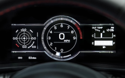 A close up of the front dash gauges on the 2022 BRZ Limited.