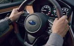 A photo illustration showing the heated steering wheel on the 2022 Subaru Legacy Touring XT. 