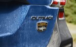 A close up of the rear badge on the 2022 Outback Wilderness.
